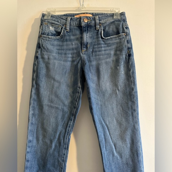 Joe’s Jeans Blue The Smith Mid Rise Straight Crop Distressed Hem Jeans Size 24 - Picture 2 of 8